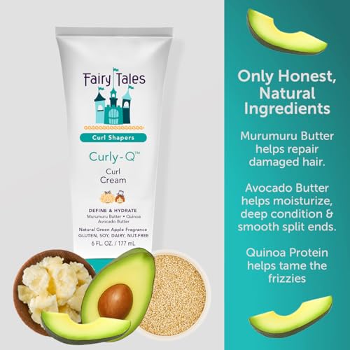 Fairy Tales Curly Q Kids Curl Cream ? Lightweight Curl Cr?me for Curly and Wavy Hair Kids - Paraben, Sulfate, Gluten and Nut Free - 6 oz