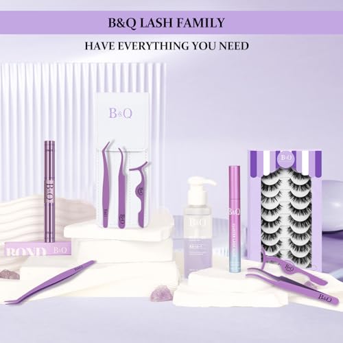 B&Q Eyelash Applicator Tool 3 PCS Lash Applicator Tool Kit Lash Tweezers for Eyelash Extensions Application Tool and Removal £¨Purple,3 PCS£©