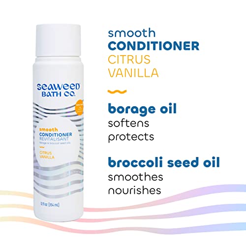 Seaweed Bath Co. Smooth Conditioner, Citrus Vanilla Scent, 12 Ounce, Sustainably Harvested Seaweed, Borage and Broccoli Seed Oils, For Curly and Frizzy Fine Hair