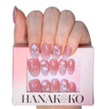 Hanakoko Press on Nails Handmade Nails 3D Press on Nails Short Medium Oval Almond Nails Fake Nails Glitter Cat Eye Nails Gel Nails Durable Reusable False Nails 10 Pcs (Dream Rainbow, S)