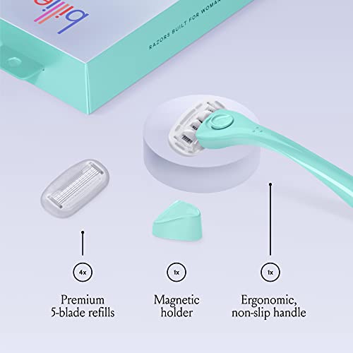 Billie Razors for Women Shave Kit ? Razor + 4 x 5-Blade Razor Refills + Magnetic Holder ? Minty & Whipped Shave Cream - Lavender & Bergamot Scent - 6.5 fl oz