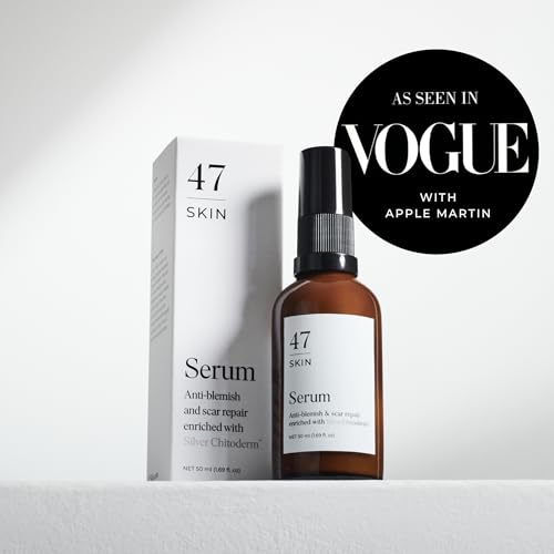 47 Skin | Hydrating Face Serum with Silver Chitoderm for ALL Skin Types | Clears Acne, Prevents & Heals Breakouts & Blemishes, Repairs Scars | Moisturises and Nourishes For Smooth Skin | 30ml
