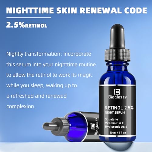 Retinol Serum for Face, 2.5% Retinol Intense Night Serum with Squalane,Vitamin C & E & B3,Hyaluronic Acid for Lines, Wrinkles & Premature Sun Damage to Resurface & Hydrate 30 ml/ 1 Fl oz