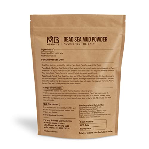 MB Herbals Dead Sea Mud 1 lb / 16 oz / 454 Gram | For Face Packs