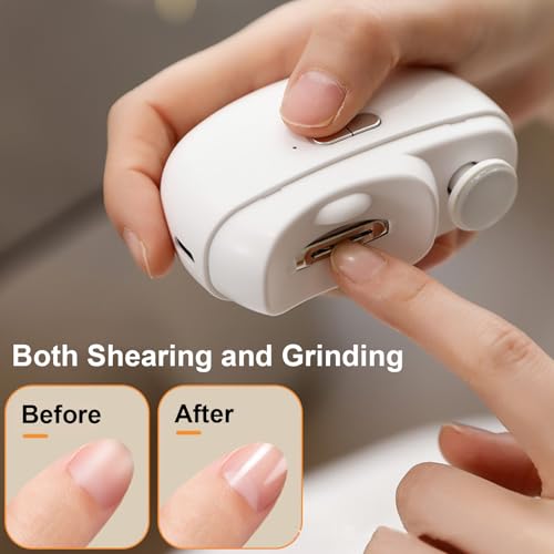 Electric Nail Clipper, New 2 in 1 Automatic Nail Trimmer, ElectricNail with Polishing, Manicure Set Multifunctional Nail Trimmer for Baby, Kids, Adults, Seniors (Pink)