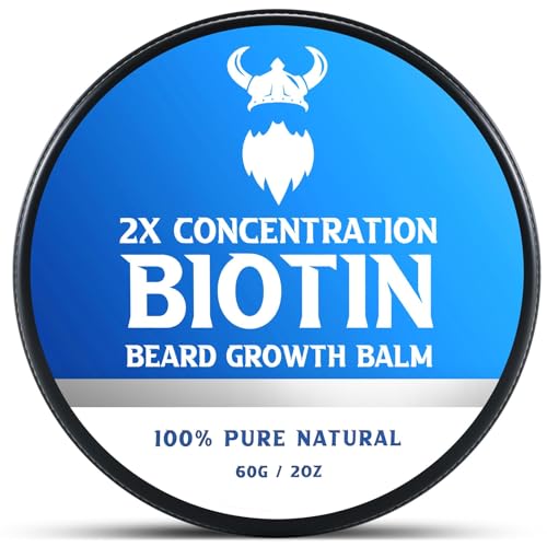 Biotin Beard Balm for Men & Conditioning Beard Wax with 2X Concentration Biotin for Men, Hydrates & Thickens Facial Hair