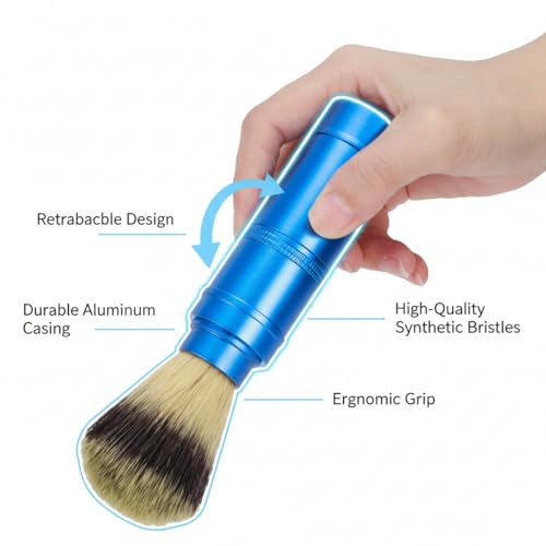 Walfront Men Portable Travel Foaming Shaving Brush, Grooming Tool for Wet Shaving, Bathroom Supplies for Daily Use