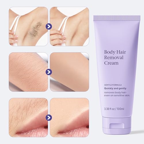 Facial Hair Removal Cream for Women, Body Hair Removal Cream with Spatula Applicator and 10Pcs Compressed Towel for Legs, Arms, Underarms and Bikini Line, Gentle Skincare, 1 Pack 3.38 Fl Oz