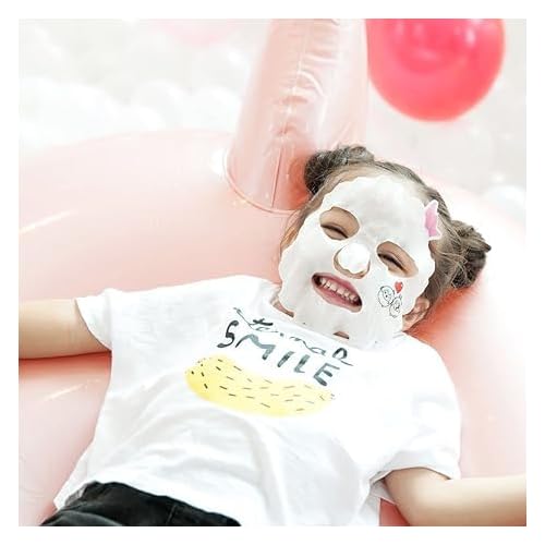 Puttisu Real Fruit Facial Mask Sheet for Kids, Children - Made with 100% Cotton, Moisturize, Sooths and Hydrates Skin (Strawberry- Pack of 7)