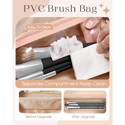 Bistup Makeup Bag Travel Cosmetic Bag Toiletry Make Up Bags Cute Women Large Capacity Big Medium Leather Flower Floral Aesthetic Girl Teen Teenage Foldable Expandable Open Flat Zip