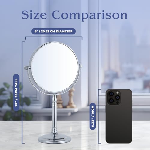 MIRRORVANA Large Double Sided 10X and 1X Magnifying Makeup Mirror with Stand in Gift Box, 15¡± Tall and 8¡± Wide