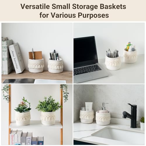 Mkono 5 Pcs Macrame Baskets Cotton Rope Basket for Organizing, Boho Decor Basket