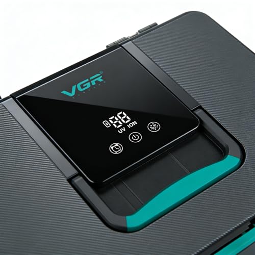VGR 840 Barber Tool Storage Box with 365nm Light Technology, USB Powered Professional Organizer for Clippers, Trimmers, Guards & Barber Accessories, LED Display, Multi-Compartment Design