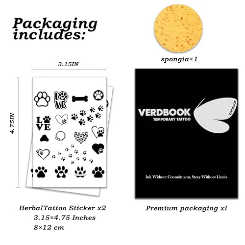 Waterproof Temporary Tattoos: 2-Sheet Tattoo Kit with Realistic Body Stickers, Semi-Permanent Tattoos for Adults Lasting 7-15 Days ? Safe for Men & Women, Paw Motif Set