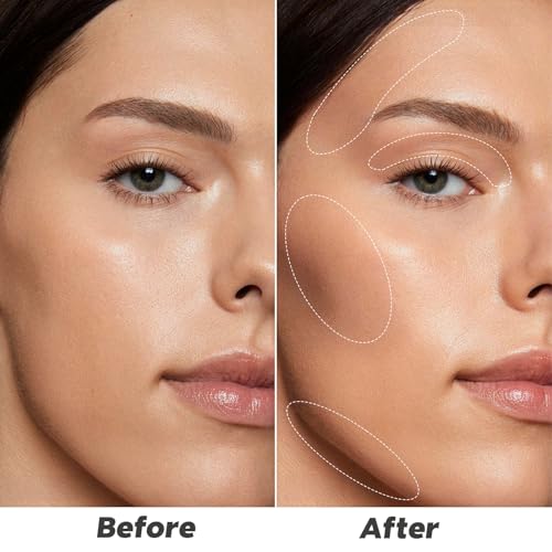 Cool Toned Contour Palette with 2 IN 1 Nose Contouring Brush & Mirror, ¡¼Delicate Texture¡½¡¼Multi-Purposes & Buildable¡½¡¼Long Lasting¡½, Grey Contour Powder Suitable for Cool Toned Fair Skin