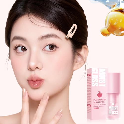 4Pcs Hydrating Lip Oil Set,Clear Lip Gloss,Long Lasting Nourishing Revitalizing for Dry Lips,Waterproof,Lip Gloss Base Flavoring Oil for Women Girls(Avocado+Grape+Peach+Honey)
