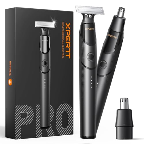 [2026 Upgraded] Body & Nose Hair Trimmer Kit, [All-in-One] Travel Beard Electric Shaver for Men, USB-C Fast Charging, Rechargeable Painless Razor Cordless Waterproof Wet/Dry, Black(Solo)