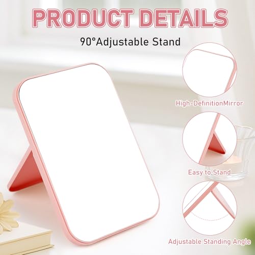 12 Pack Desktop Makeup Mirror, 8 Inch Small Table Mirror with Stand for Desk Travel Makeup Spa Party (4 Color)