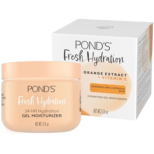 POND¡¯S Fresh Hydration Gel Moisturizer ? 24 HR Hydration with Orange Extract & Vitamin C ? Alcohol & Oil-Free Face Moisturizer ? Dermatologist Tested, 3.4 oz