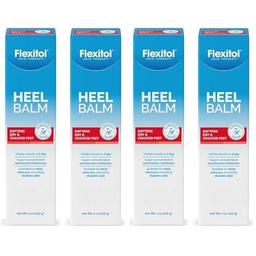 Flexitol Heel Balm,Cracked Heel Cream & Foot Balm,Intensive Hydration for Dry,Rough Feet & Heels,Urea-Based Moisturizing Cream,4 oz Tube,(Pack of 4)
