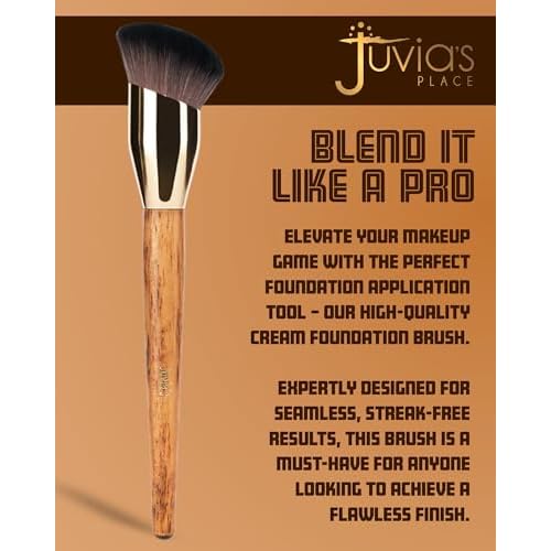 Juvia's Place BRONZED J302 Cream Foundation Brush - Dense Soft Bristles for Smooth Blending, Airbrushed Finish - Ergonomic Handle for Precision Contour - Foundation, Cream, Liquid & Mousse Formulas