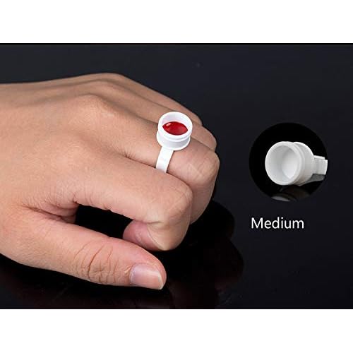 Pigment Rings - 100PCS Tattoo Rings Cups Disposable Makeup Rings Tattoo Glue Holder,Tattoo Ink Ring Adhesive Makeup Glue Rings Palette Plastic Nail Art Eyelash Extension Rings (Medium 100pcs)