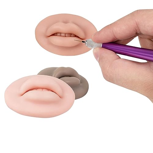 3 Pcs 5D Fake Lips, Soft Silicone Lips for Makeup Practice Fake Lips Tattoo Permanent Makeup Practice Skins Training for Tattooing Artists and Makeup Beginners