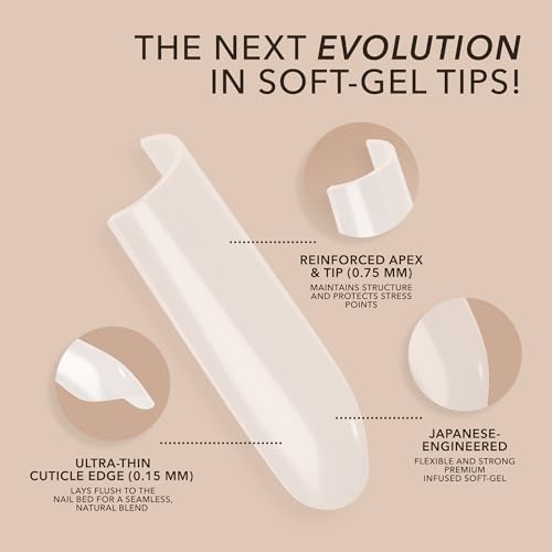 Kiara Sky Gel Nail Extension Tips ? Natural Cover, 504 pieces, Sculpted - Stiletto shape, Large (L)