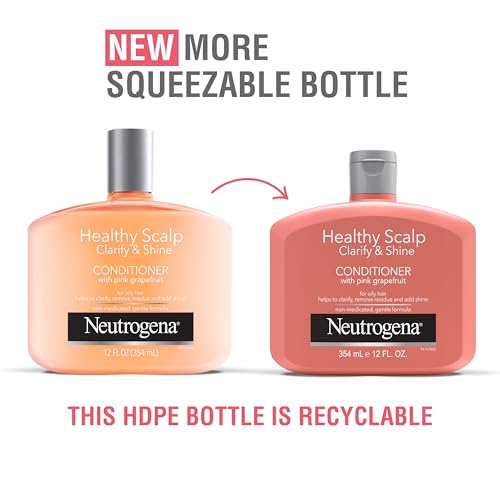 Neutrogena Exfoliating Healthy Scalp Clarify & Shine Conditioner for Oily Hair and Scalp,Anti-Residue Conditioner with Pink Grapefruit,Paraben & Phthalate-Free,Color-Safe,12oz,(Pack of 2)
