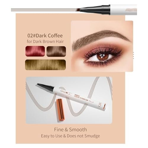 2 Pcs Microblading Eyebrow Pen, 2026 Upgraded 3D Waterproof 4-Tip Eyebrow Pencil, Natural Makeup Long-Lasting Fine Stroke Magic Eyebrow Pencil for Women Stay on All Day (Dark Brown(2 Pcs))