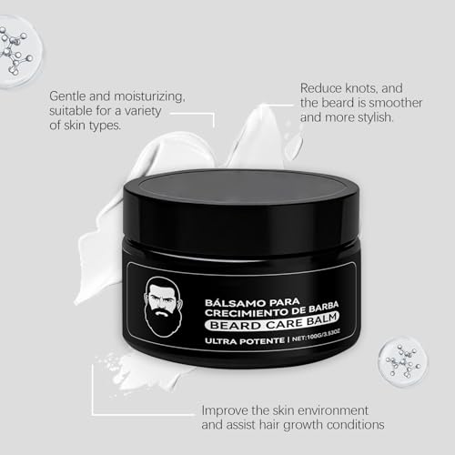 Estimulante Para de Barba, B?lsamo de Crecimiento Ultra Potente, 3.53 oz Barba Crema, Beard Growth Balm, Moisturizes & Strengthens Beard