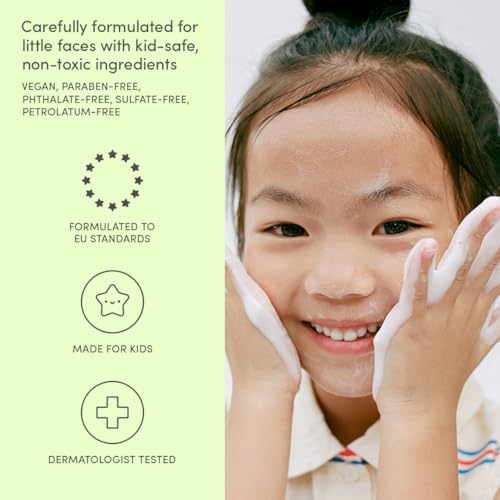 Evereden Kids Cloud Face Wash: Tropical Sorbet, 3.4 fl oz & Kids Face Cream: Cool Peach, 1.7 oz. | Creamy & Fun Skin Care for Toddlers | Easy-to-Use Face Wash & Cream | Non-toxic and Safe Skin Care