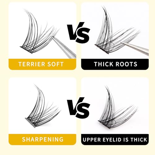 ¡æVAYATOR 4 Styles Wide Cluster D Curl 8-20mm Professional Makeup Individual Cluster Eyelashes Grafting Fake False Eyelashes Eyelash Extension Individual Eyelash (D#18mm)