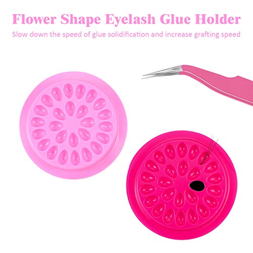 Maitys 150 Pcs Lash Glue Holder False Trays Lash Extension Glue Palette Eyelash Pallet Grafting Disposable Pads Plastic Pink Tray for Women Girls Eyelash Extension Beauty Tools Supply