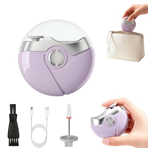 Electric Nail Trimmer,3 in 1 Electric Polishing Automatic Nail Clippers, Electric Nail Clippers,Electric Nail Clipper with 2 Adjustable Speeds, USB Rechargeable for Nail Trimmer for Adults (Purple)