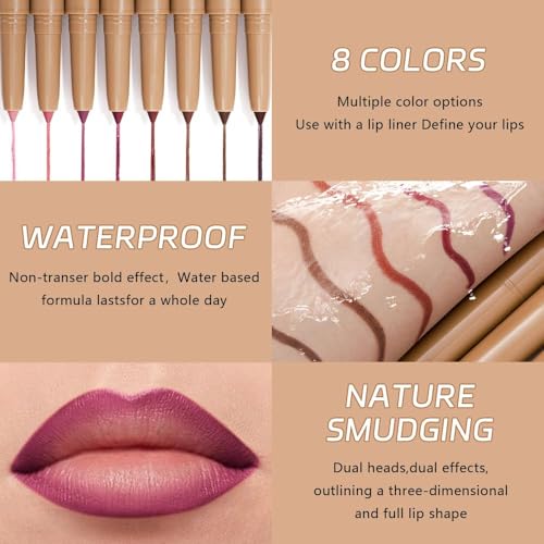 Matte Lip Liner ? Dual-Ended Retractable Pencil with Silicone Smudger, Waterproof Long Wear Crayon for Flawless Contour & Plump Lips, Vegan Cruelty-Free Beauty for Everyday Elegance (03#, 1PCS)
