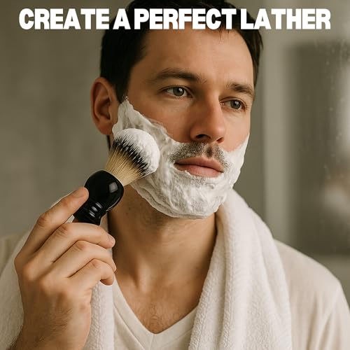 G.B.S Synthetic Shaving Brush with Travel Tube - Professional Wet Shaving Kit, Vegan Bristles, Men¡¯s Grooming Essentials