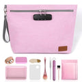 Pink Medium Size Smell Proof Bag with 10 PCS Small Accessories, Water-Resistant Cosmetic Pouch with Combination Lock, Premium Organizers Storage Case, Great Gift for Women.