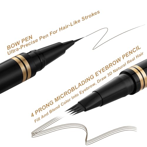 LAVONE Eyebrow Makeup Kit, with 4 Tip Waterproof Microblading Eyebrow Pencil, Eyeliner, Eyebrow Pomade and Dual-ended Eyebrow Brush - Ash Brown 02