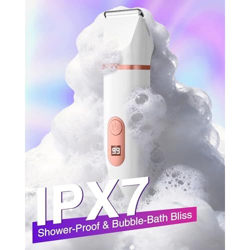 Bikini Trimmer for Women: 3-in-1 LED Display Painless Electric Razor & Shaver for Face, Body & Pubic Hair, IPX7 Waterproof Cordless Body Hair Trimmer, Easy Cleaning & USB Charge Dock, Gift-Ready