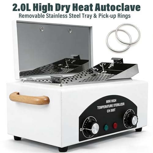 2.0L 220¡ÆC 428¢µ High Temperature Autoclave Sterilizer, Dry Heat Nail Sterilizer Machine with Timer for Nail Tools Esthetician Barber's Tools, 110V, CH-360T