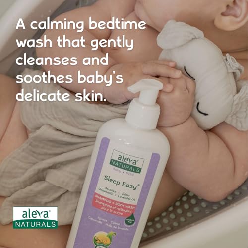 Aleva Naturals Hypoallergenic Sleep Easy Baby Hair and Body Wash for Kids and Toddlers, Plant-Based Organic Aloe Vera Formula with Lavender Scent, Gentle on Eyes and Sensitive Skin - 8 Fl Oz