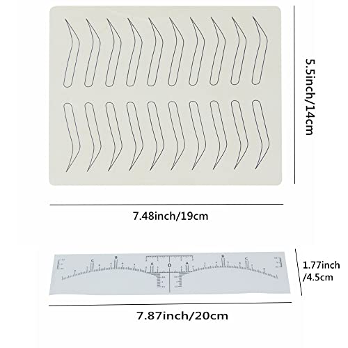 Tattoo Practice Skin Kit,6 Pieces Eyebrow Latex Microblading Practice Fake Skin Sheet with 4pcs Eyebrow Ruler,No Ink Needed Double Sided for Tattoo Supplies