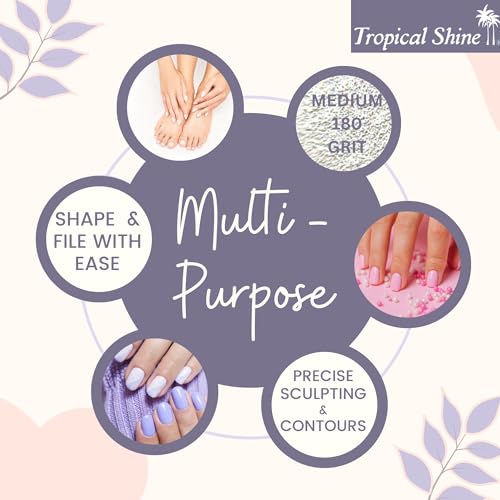 "Tropical Shine Jumbo Zebra 180 Colossal Collection - 6 pcs Nail Files for Professional Nail Care and Shaping - Medium (180) Grit Nail File Set for Natural Nails ( 707336)"