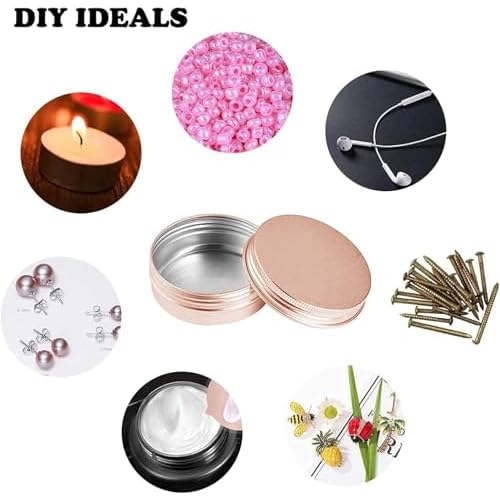 2 Ounce Aluminum Tin Jar with Screw Cap 60mL Tin Cans Refillable Containers for Cosmetic, Lip Balm, Cream, Lotion, Balms, Spices, Salve, Rose Gold 40 Pcs