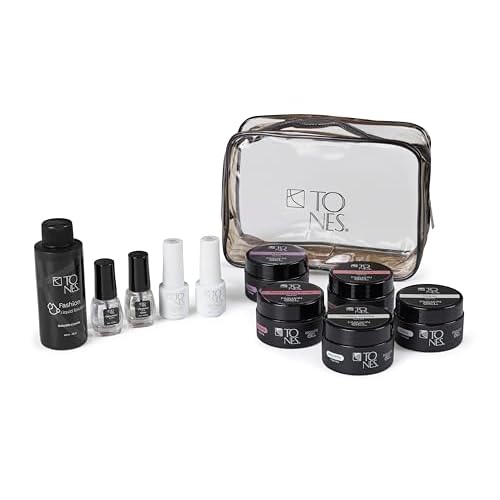 TONES Professional Fashion Poly Gel Nail Sampler Kit Complete Salon Nail Art Set for Sculpting, Extensions & Nail Design Acrylic Nail Kit with Liquid, Powders & Gel Polish