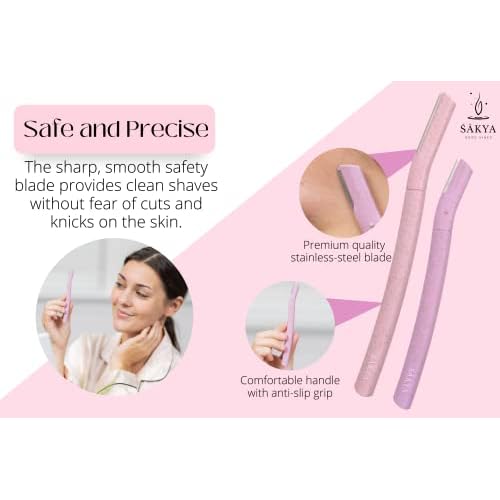 Sakya Biodegradable Women's Dermaplaning Tool - Dermaplane Facial Sensitive Skin Hair Removal Face Razor, Twinkle Blade for Eyebrows & Peach Fuzz - Sonic