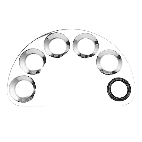 JAPCHET 4 Pack Stainless Steel Metal Makeup Mixing Palette, 6¡¿4 Inch Makeup Palette with Spatula Makeup Palette Mixer Tray for Color Mixing and Makeup, Silver