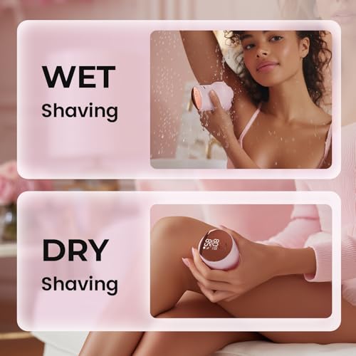 PRITECH Electric Razors for Women Legs, Easy-Clean Body Shaver, Wet & Dry Waterproof Bikini Trimmer, Portable Lady Hair Remover for Face Underarms Pubic (Pink)