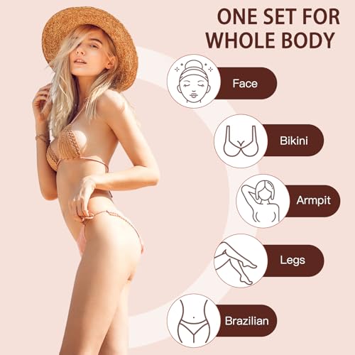 Wax Beads for Hair Removal, 2.2lb/1000g Hard Waxing Beans for Full Body, Brazilian, Bikini, Face, Eyebrows, Home Wax Refill for Women & Men, Pack of 10 with Pre & Post Oil